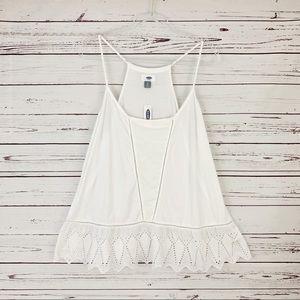 OldNavy Racer Back  Crochet Lace Eyelet Peplum Top